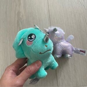 Squeezamals set of two Unicorn Dinosaur Green Triceratops and Pegasus